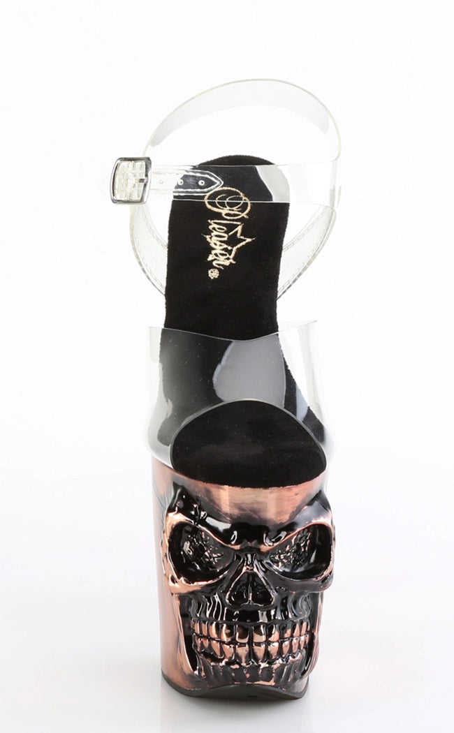 RAPTURE-808 Copper Chrome Skull Platform Heels