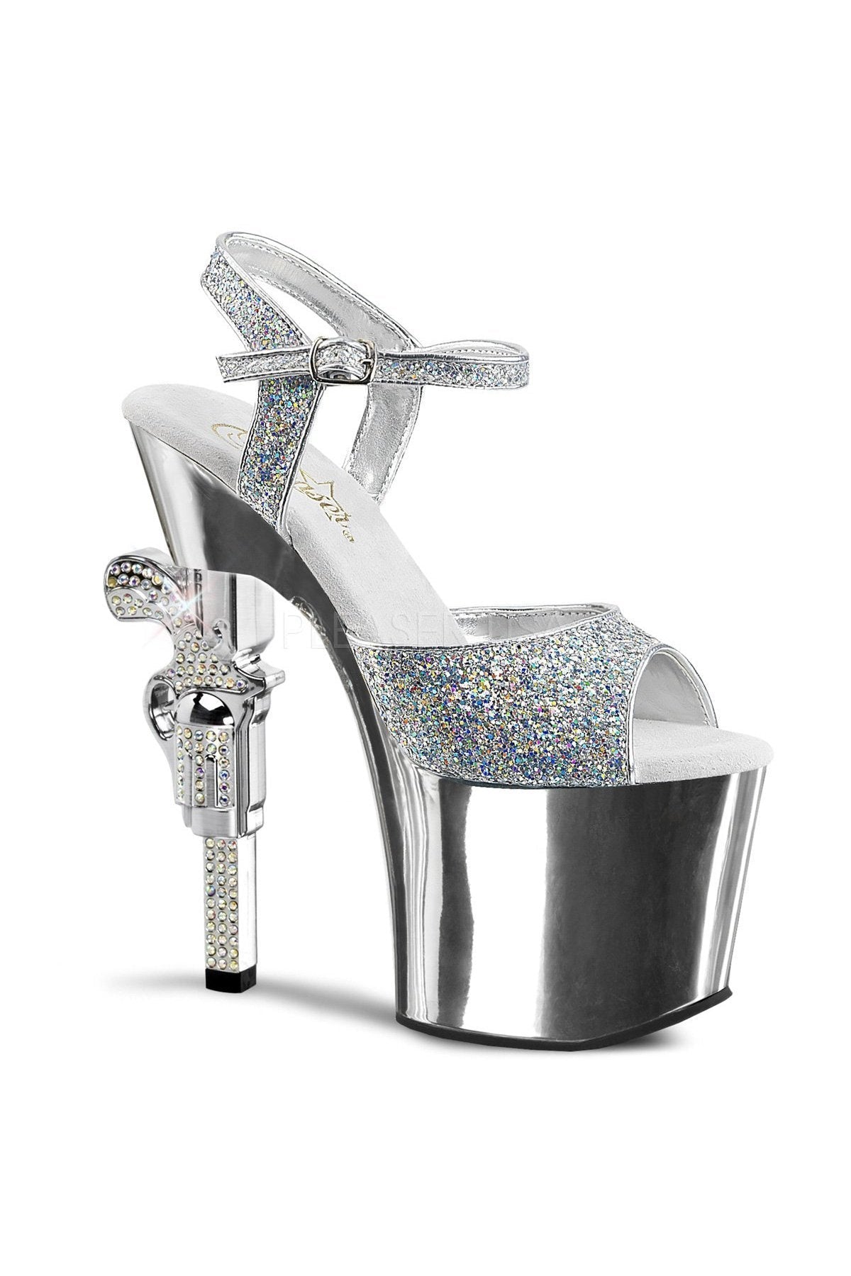 REVOLVER-709G Slv Multi Gltr/Slv Chrome Heels-Pleaser-Tragic Beautiful