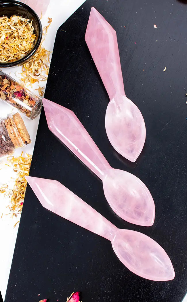 Rose Quartz Crystal Spoon-Crystals-Tragic Beautiful