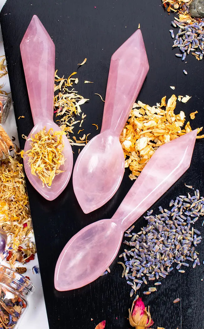 Rose Quartz Crystal Spoon-Crystals-Tragic Beautiful