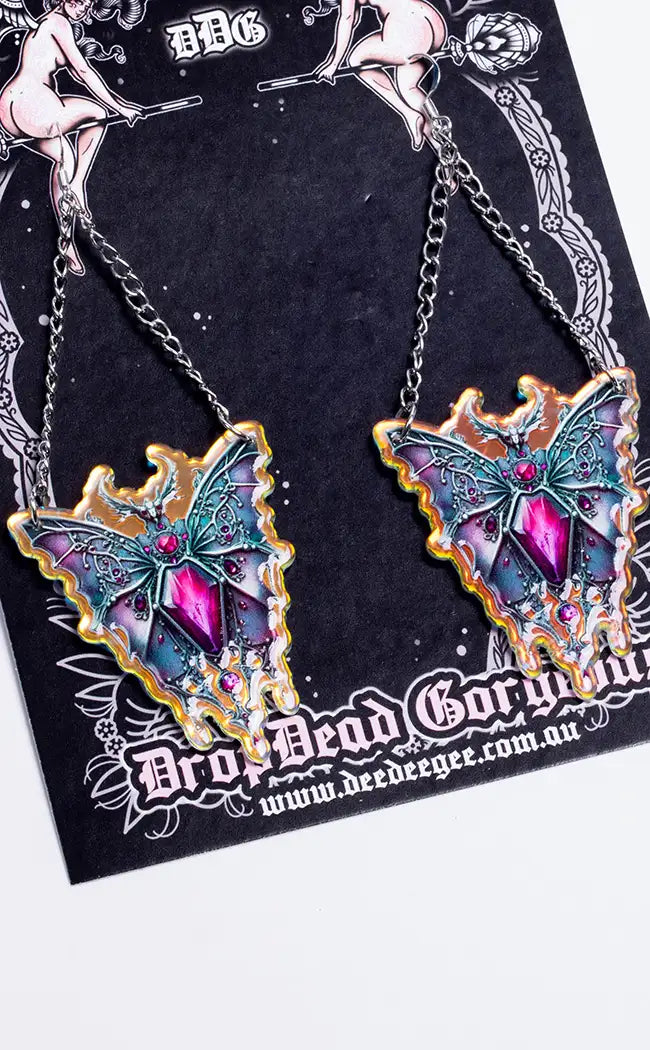 Ruby Doom Magic Moth Earrings-Drop Dead Gorgeous-Tragic Beautiful