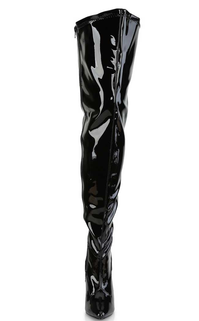 SEDUCE-3000WC Black Patent Thigh High Boots | Wide Calf-Pleaser-Tragic Beautiful