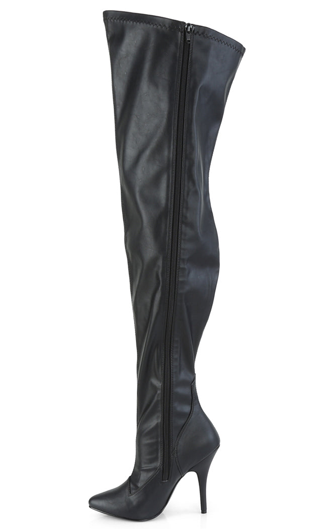 SEDUCE-3000WC Black Matte Thigh High Boots | Wide Calf-Pleaser-Tragic Beautiful