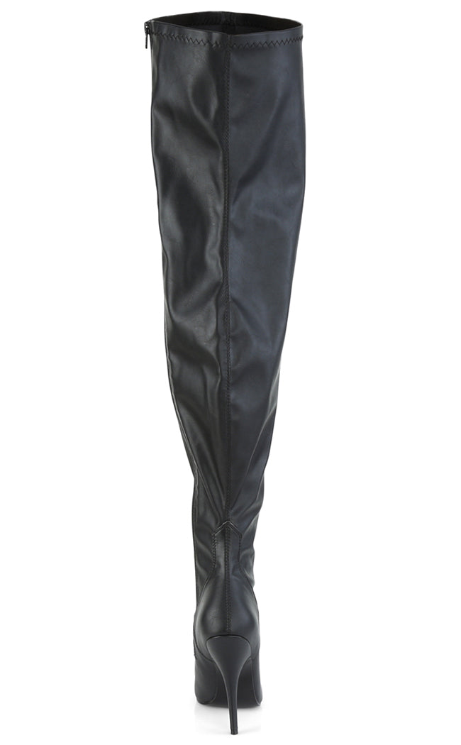 SEDUCE-3000WC Black Matte Thigh High Boots | Wide Calf-Pleaser-Tragic Beautiful