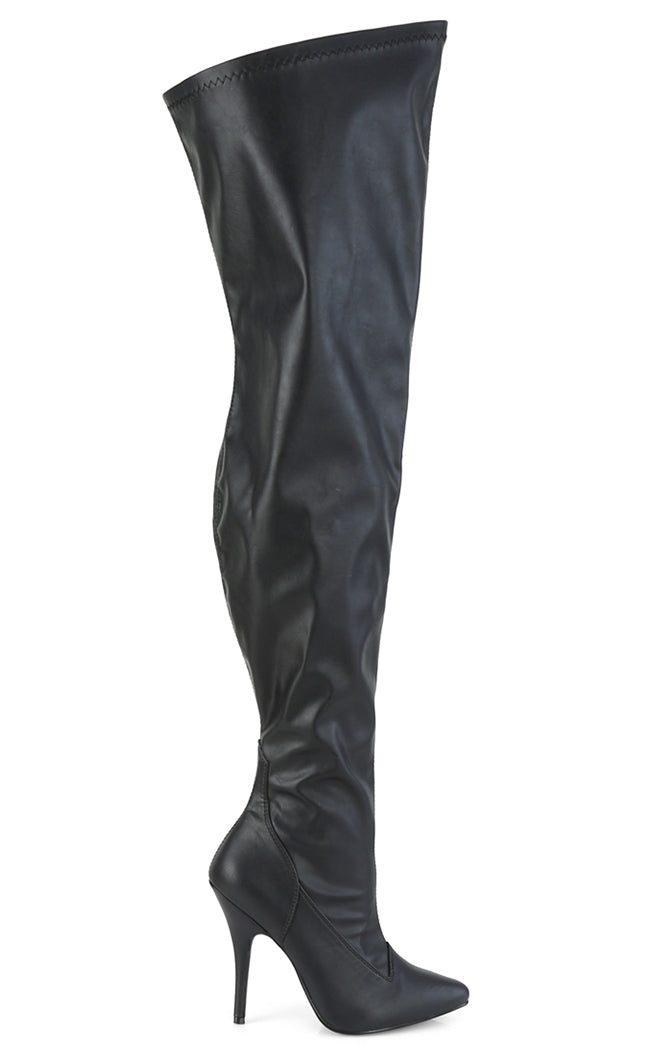 SEDUCE-3000WC Black Matte Thigh High Boots | Wide Calf-Pleaser-Tragic Beautiful