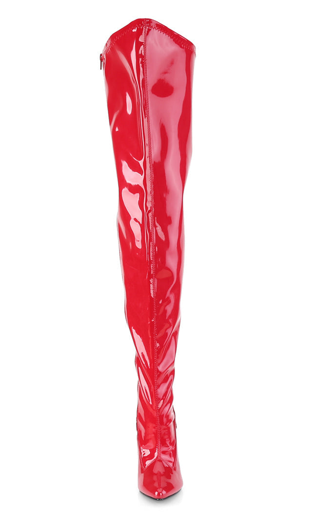 SEDUCE-3000WC Red Patent Thigh High Boots | Wide Calf-Pleaser-Tragic Beautiful