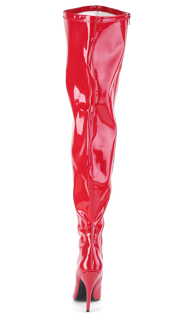 SEDUCE-3000WC Red Patent Thigh High Boots | Wide Calf-Pleaser-Tragic Beautiful