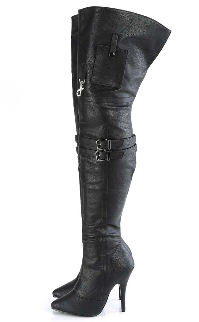 SEDUCE-3019 Black Matte Thigh High Boots-Pleaser-Tragic Beautiful