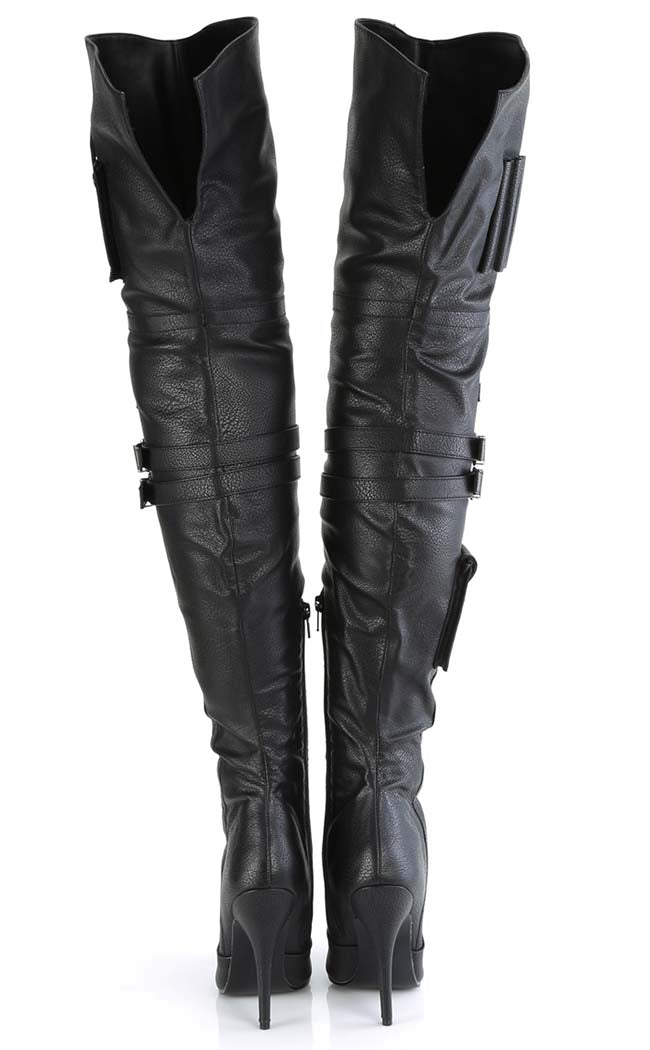 SEDUCE-3019 Black Matte Thigh High Boots-Pleaser-Tragic Beautiful