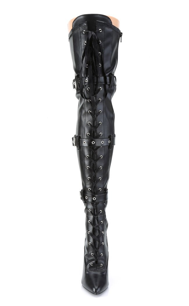 SEDUCE-3028 Black Thigh High Boots-Pleaser-Tragic Beautiful