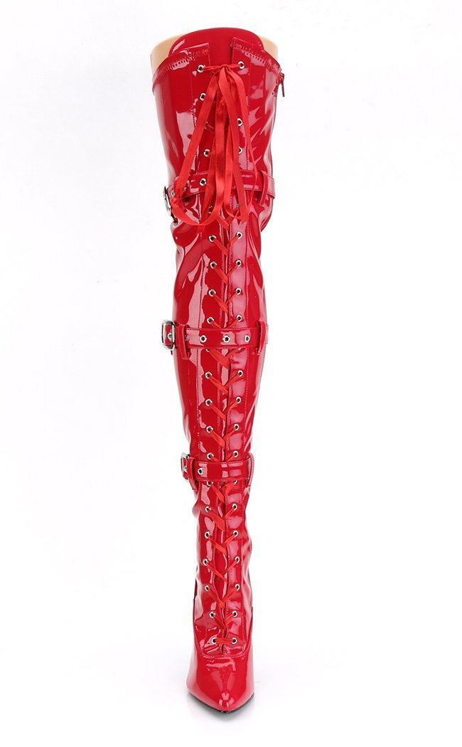 SEDUCE-3028 Red Thigh High Boots-Pleaser-Tragic Beautiful