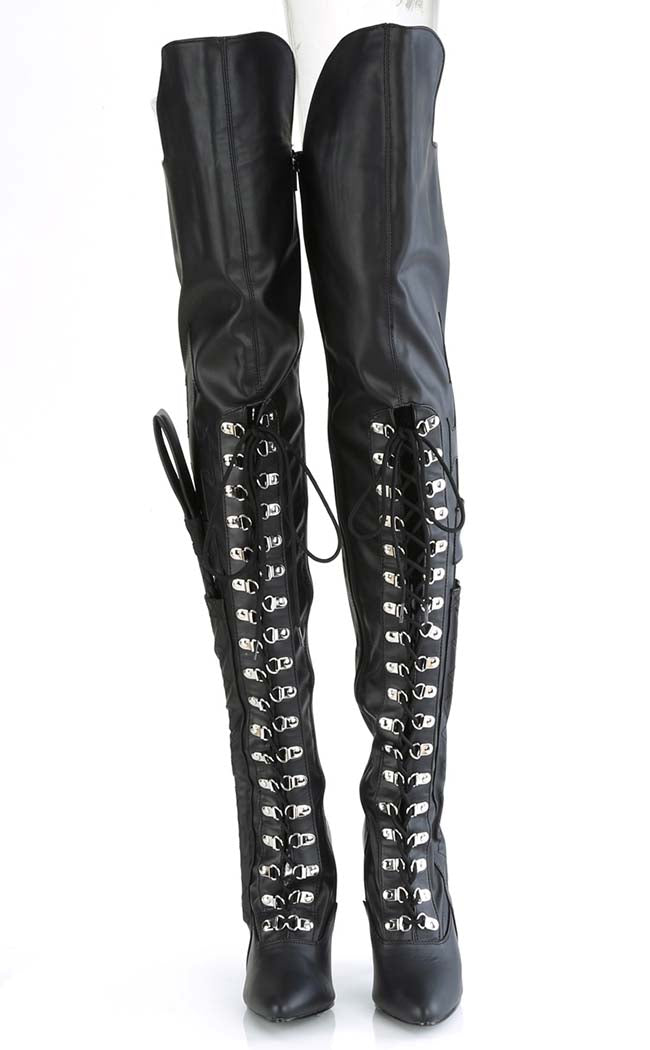 SEDUCE-3082 Black Matte Dominatrix Thigh High Boots-Pleaser-Tragic Beautiful