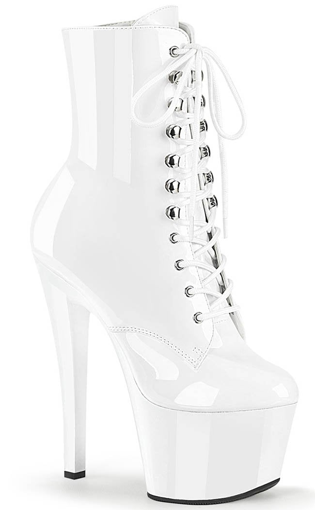 SKY-1020 Patent White Boots-Pleaser-Tragic Beautiful