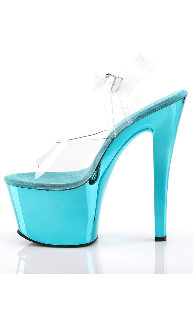 SKY-308 Turquoise Chrome Heels-Pleaser-Tragic Beautiful