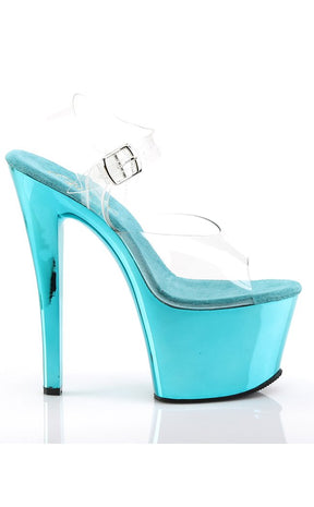 SKY-308 Turquoise Chrome Heels-Pleaser-Tragic Beautiful