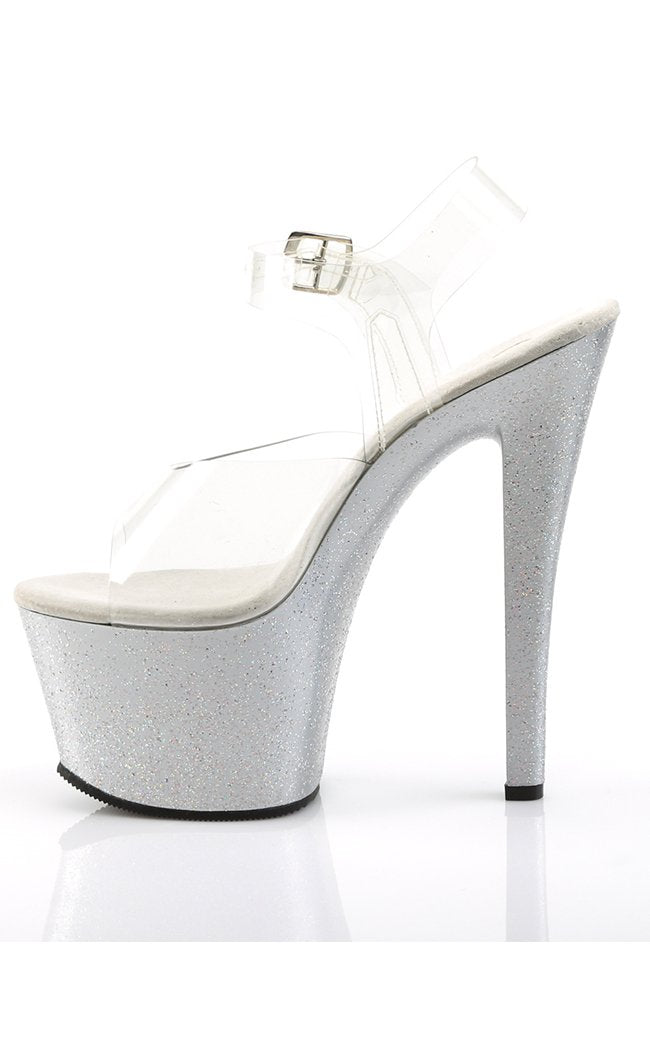 SKY-308MG Clr/Slv Heels-Pleaser-Tragic Beautiful