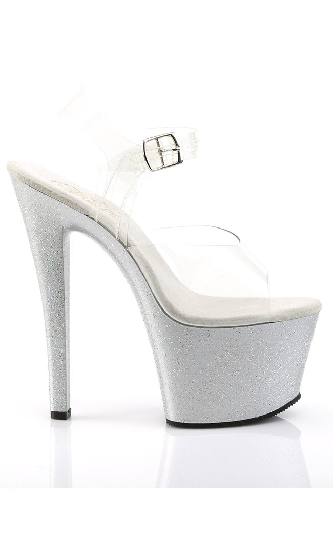 SKY-308MG Clr/Slv Heels-Pleaser-Tragic Beautiful