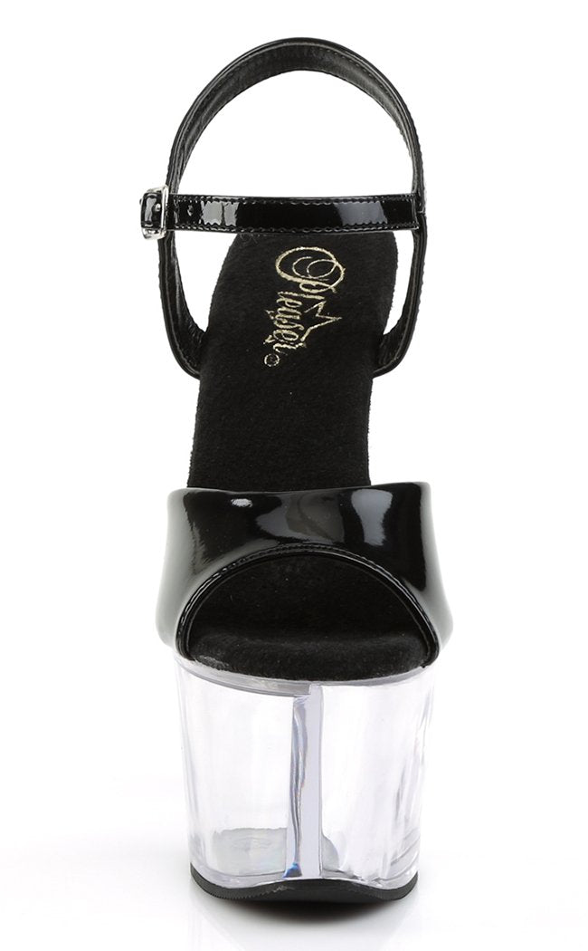 SKY-309 Blk Pat/Clr Heels-Pleaser-Tragic Beautiful