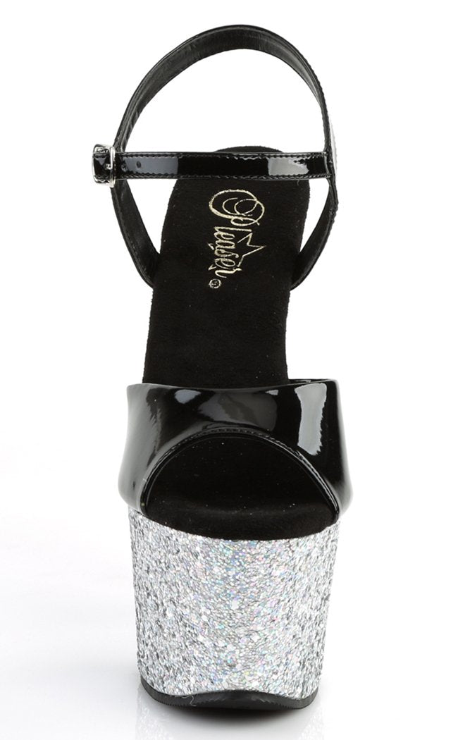 SKY-309LG Silver Multi Glitter Heels-Pleaser-Tragic Beautiful