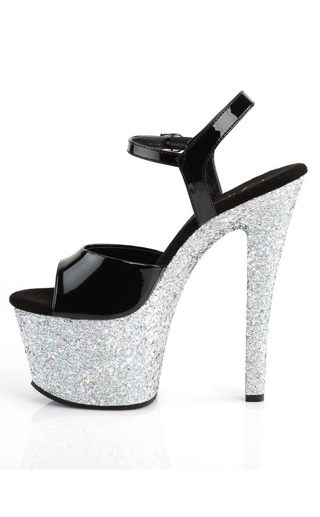 SKY-309LG Silver Multi Glitter Heels-Pleaser-Tragic Beautiful