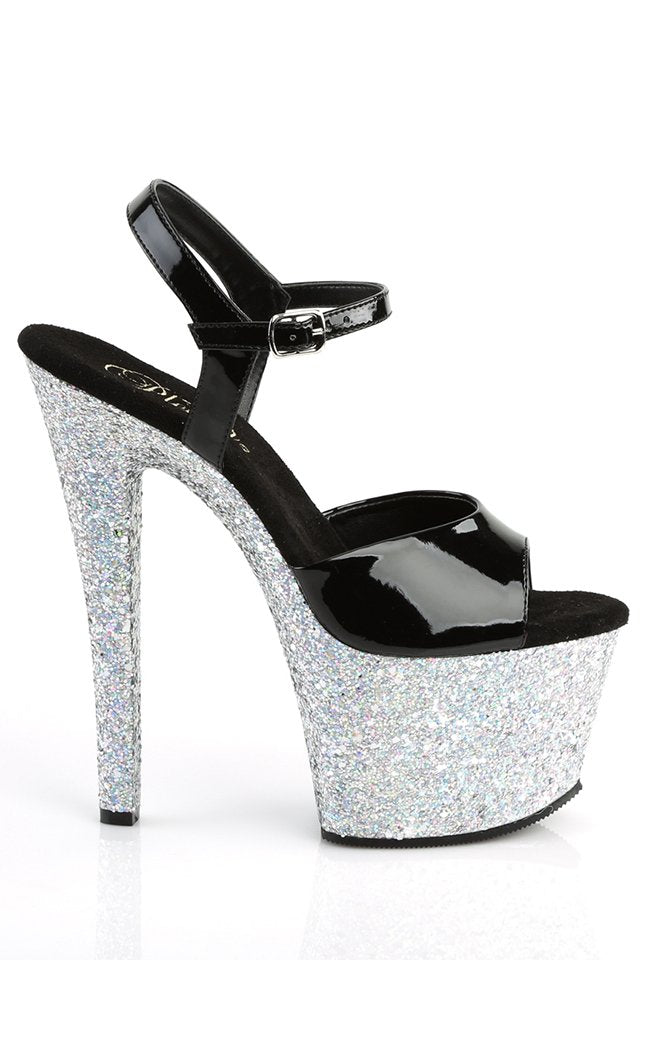 SKY-309LG Silver Multi Glitter Heels-Pleaser-Tragic Beautiful