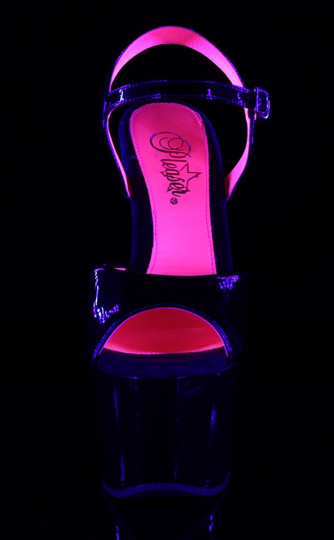 SKY-309TT UV Glow Black & Neon Hot Pink Heels-Pleaser-Tragic Beautiful