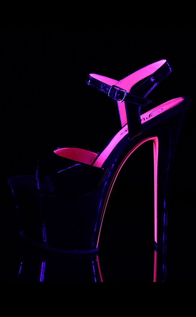 SKY-309TT UV Glow Black & Neon Hot Pink Heels-Pleaser-Tragic Beautiful