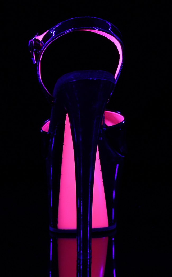 SKY-309TT UV Glow Black & Neon Hot Pink Heels-Pleaser-Tragic Beautiful