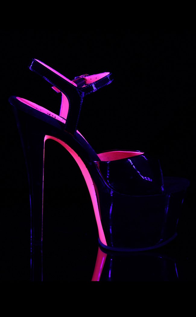 SKY-309TT UV Glow Black & Neon Hot Pink Heels-Pleaser-Tragic Beautiful