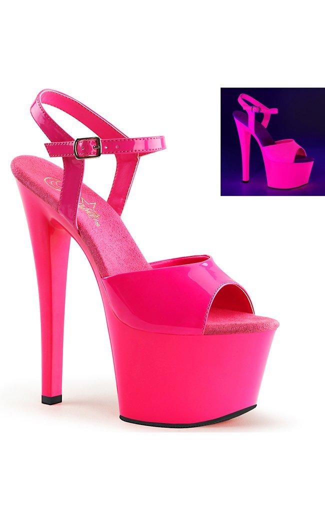 SKY-309UV Neon Hot Pink UV Heels-Pleaser-Tragic Beautiful