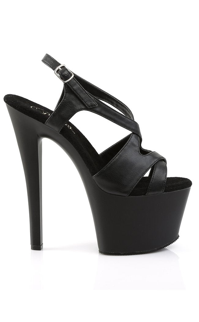 SKY-330 Black Matte Platform Heels-Pleaser-Tragic Beautiful