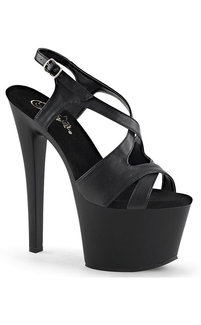 SKY-330 Black Matte Platform Heels-Pleaser-Tragic Beautiful