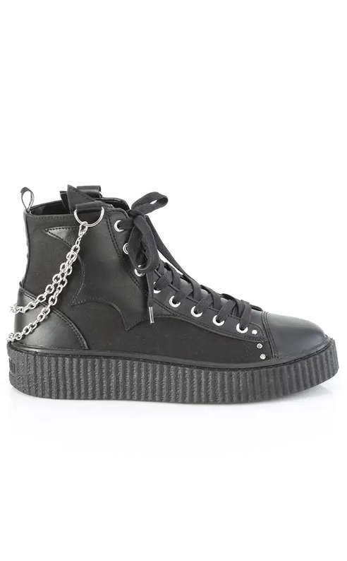 SNEEKER-230 Black Canvas Vegan Leather Creeper Sneakers-Demonia-Tragic Beautiful