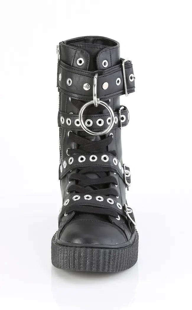 SNEEKER-320 Black Vegan Leather Creepers-Demonia-Tragic Beautiful