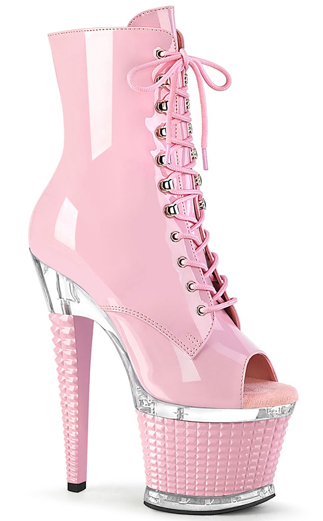 Pleaser SPECTATOR-1021 Baby Pink Patent Ankle Boots