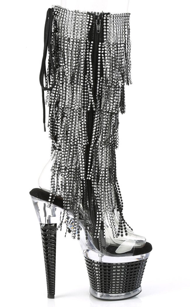 SPECTATOR-2017 Black Rhinestone Knee High Boots-Pleaser-Tragic Beautiful
