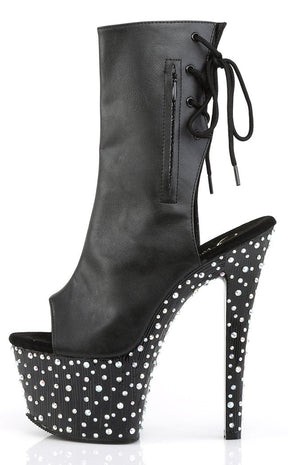 STARDANCE-1018-7 Black Faux Leather Ankle Boots-Pleaser-Tragic Beautiful