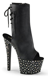 STARDANCE-1018-7 Black Faux Leather Ankle Boots-Pleaser-Tragic Beautiful