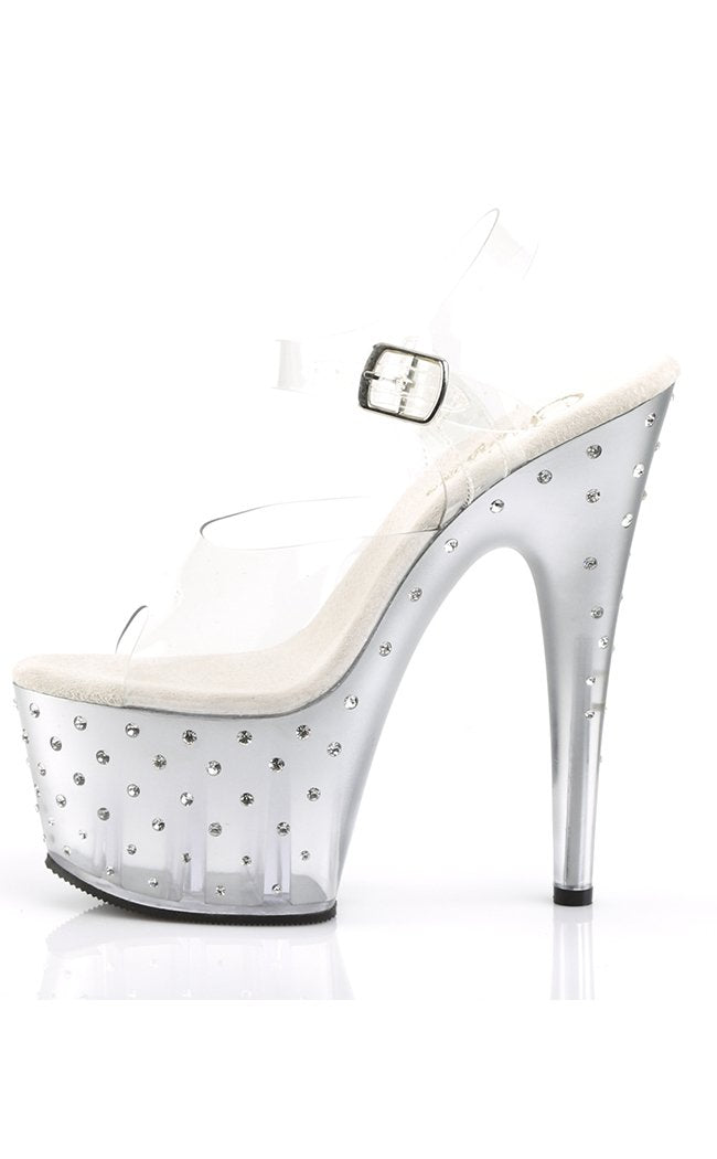 STARDUST-708T Clr/Slv-Clr Heels-Pleaser-Tragic Beautiful