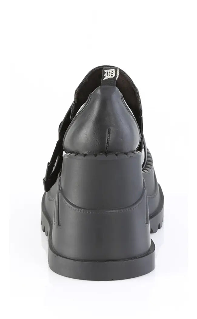 STOMP-28 Black Vegan Patent Platform Sneakers