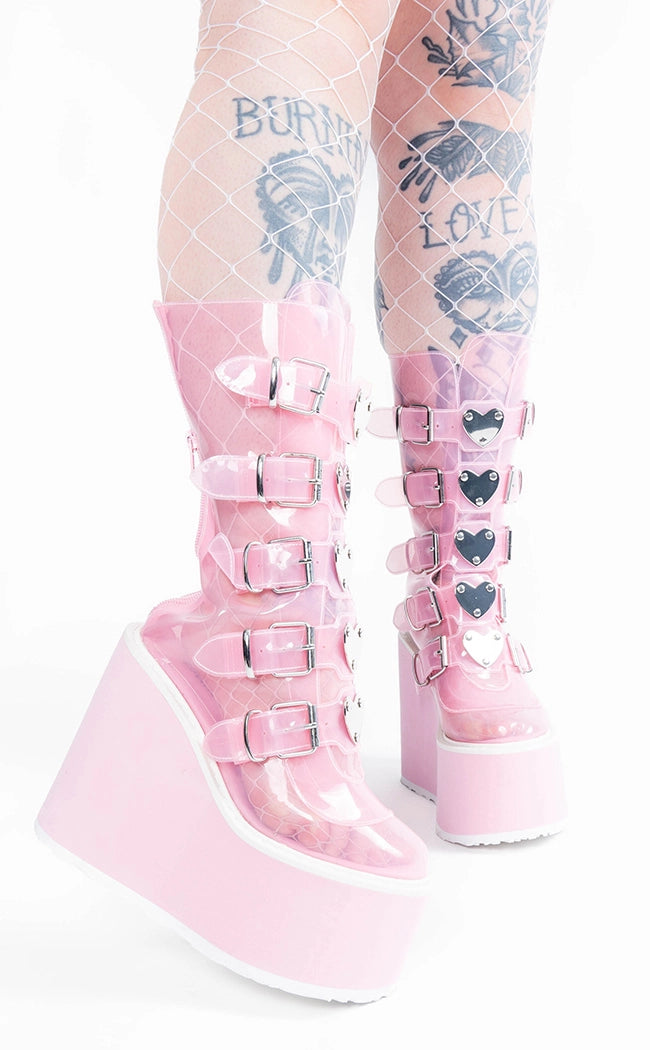 SWING-230C Baby Pink Tint Platform Mid-Calf Boots-Demonia-Tragic Beautiful
