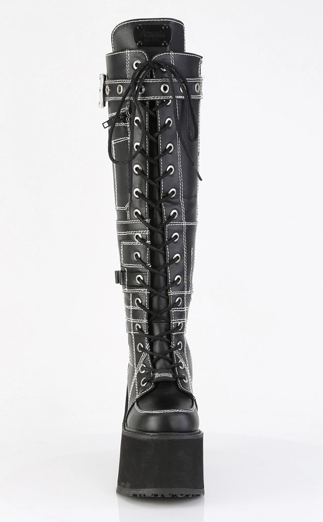 SWING-260 Black Vegan Leather Knee High Boots