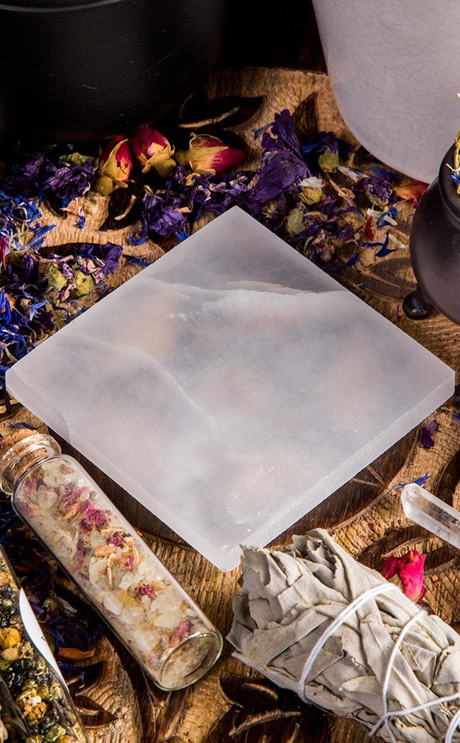 Selenite Charging Square-Crystals-Tragic Beautiful