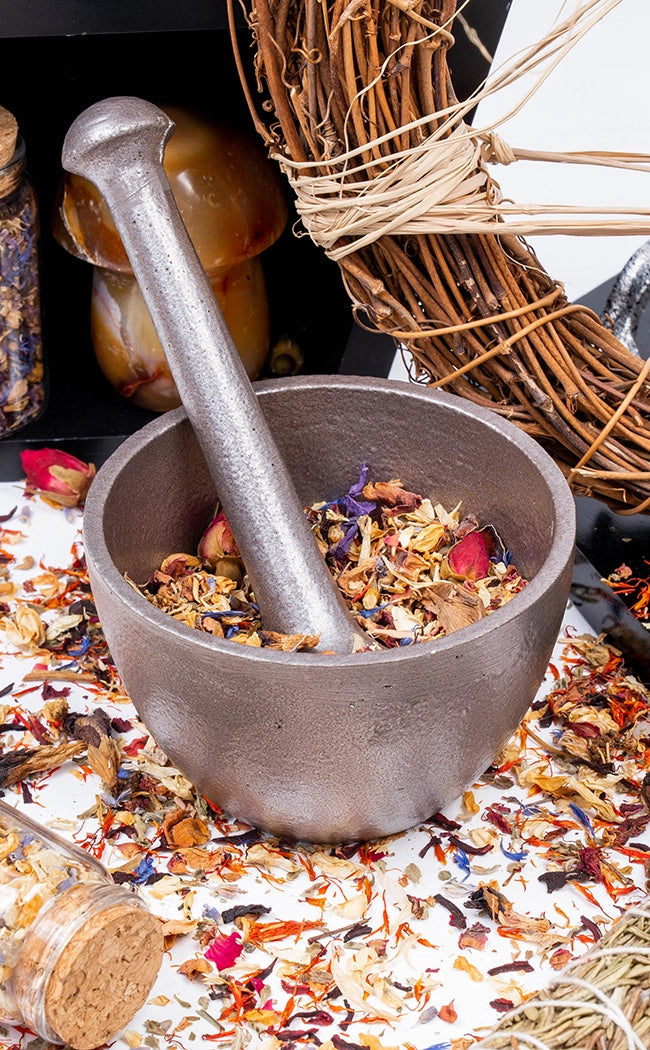 Silver Aluminium Mortar & Pestle-Witchcraft Supplies-Tragic Beautiful