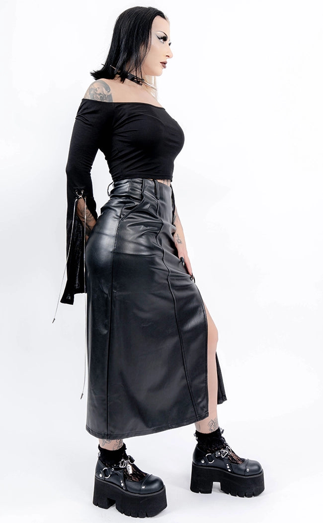 Sinstress Faux Leather Maxi Skirt