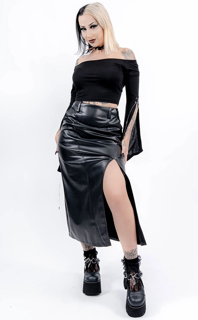 Sinstress Faux Leather Maxi Skirt