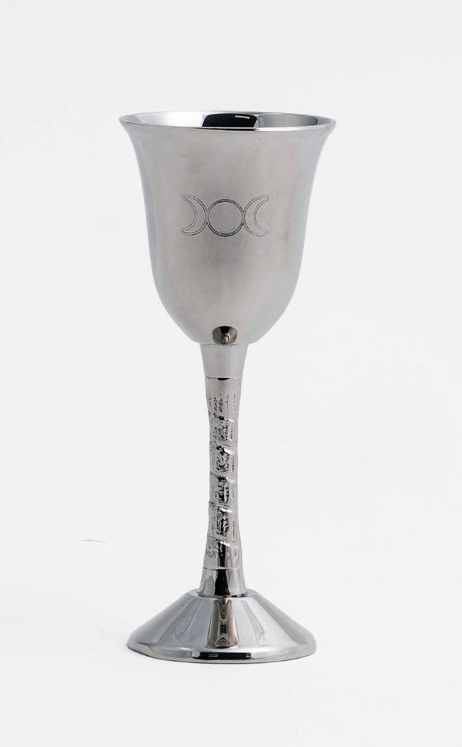 Small Ceremonial Brass Goblet | Silver Triple Moon