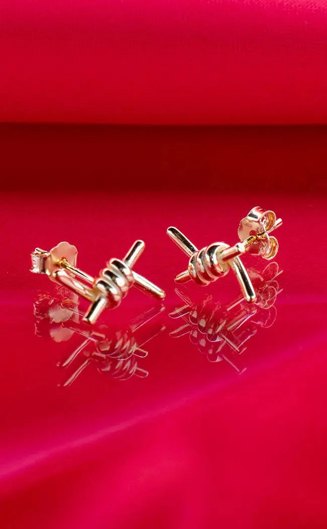 Sterling Silver Barbed Wire Earrings-Impaler-Tragic Beautiful