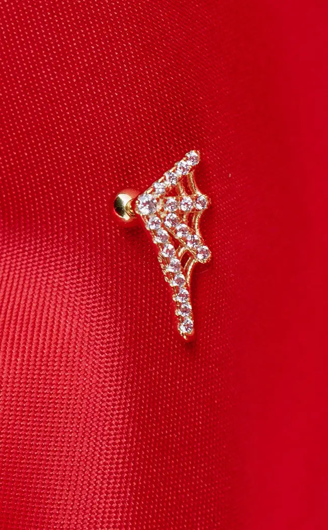 Sterling Silver Cartilage Barbell | Spinneret Gold-Impaler-Tragic Beautiful