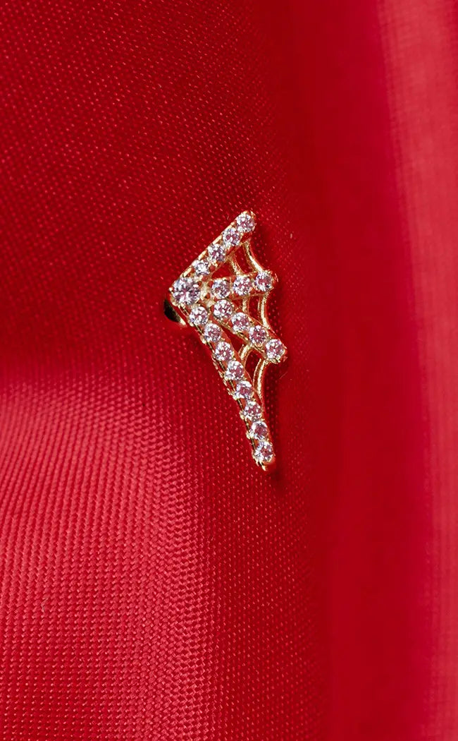 Sterling Silver Cartilage Barbell | Spinneret Gold-Impaler-Tragic Beautiful